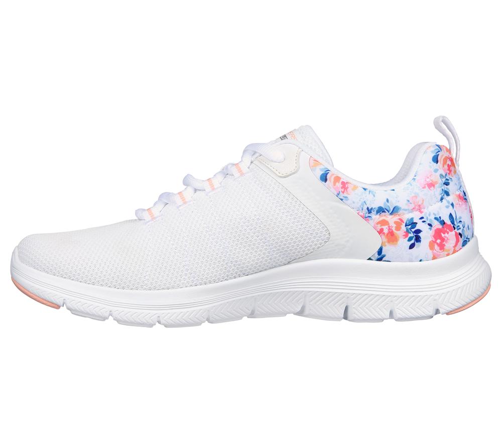 Women Skechers FLEX APPEAL 4.0 - LET IT BLOSSOM Lace Up Shoes White / Multicolor  USA |  0128-XBQCY