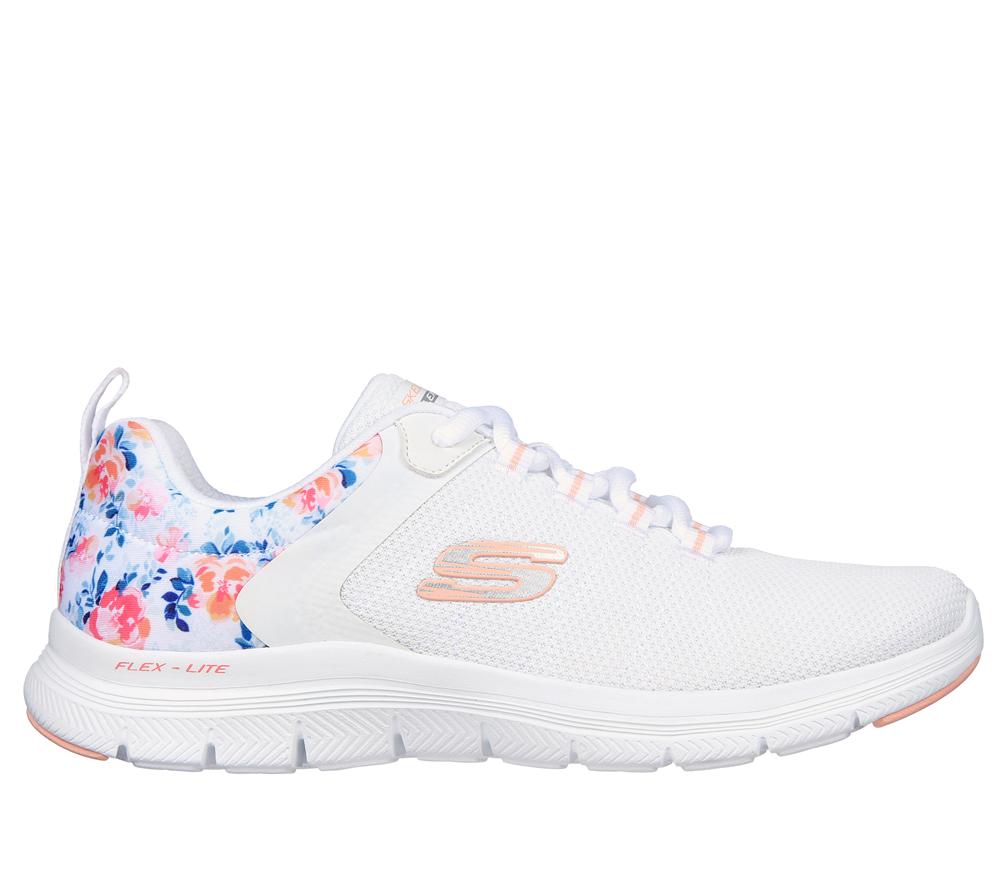 Women Skechers FLEX APPEAL 4.0 - LET IT BLOSSOM Lace Up Shoes White / Multicolor  USA |  0128-XBQCY