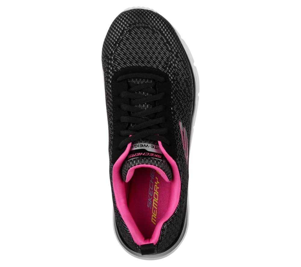 Women Skechers Fashion Fit - Bold Boundaries Lace Up Shoes Black / Hot Pink  USA |  5328-GMERB