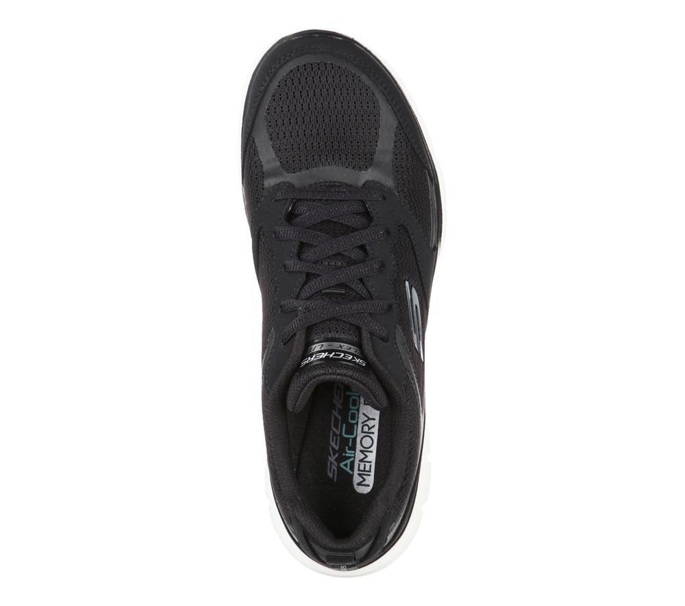 Women Skechers Flex Appeal 4.0 - Active Flow Lace Up Shoes Black / White  USA |  5671-YJQLC