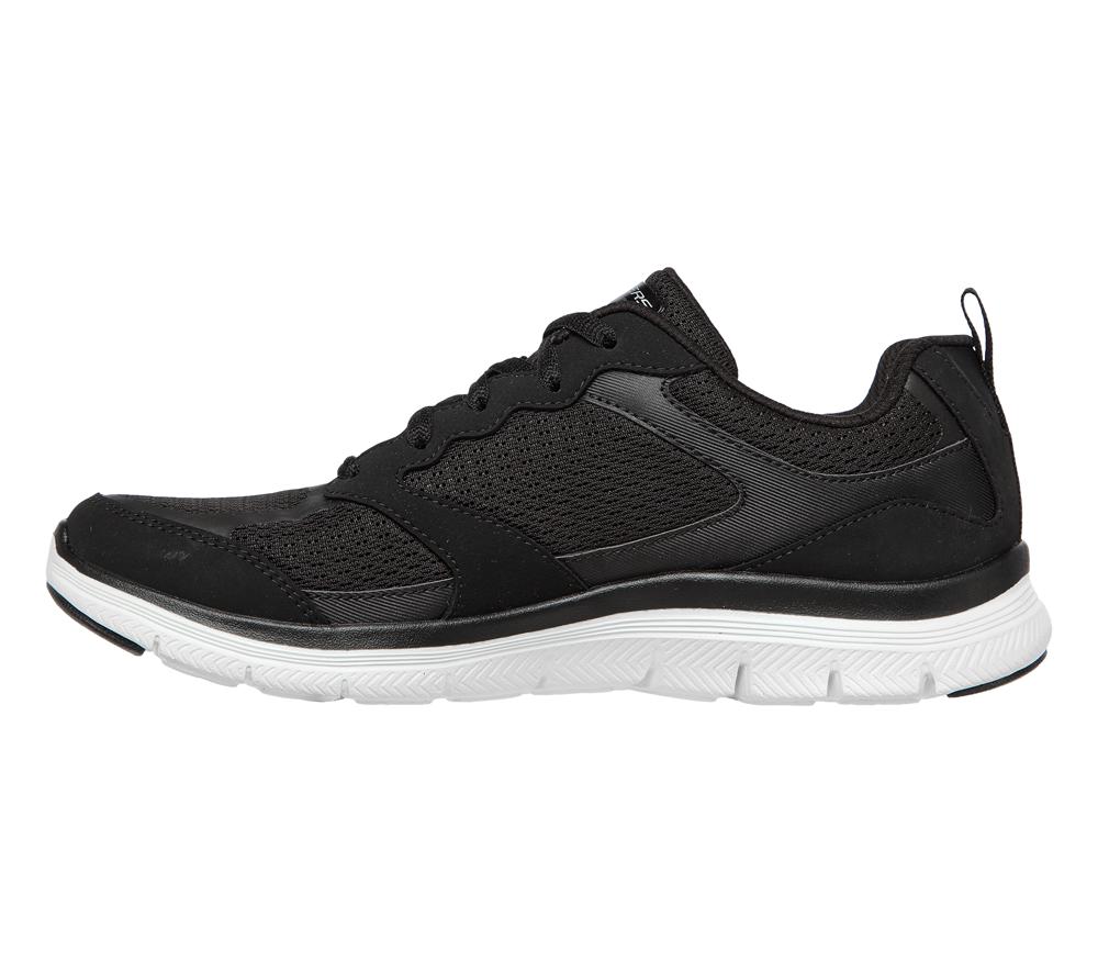 Women Skechers Flex Appeal 4.0 - Active Flow Lace Up Shoes Black / White  USA |  5671-YJQLC