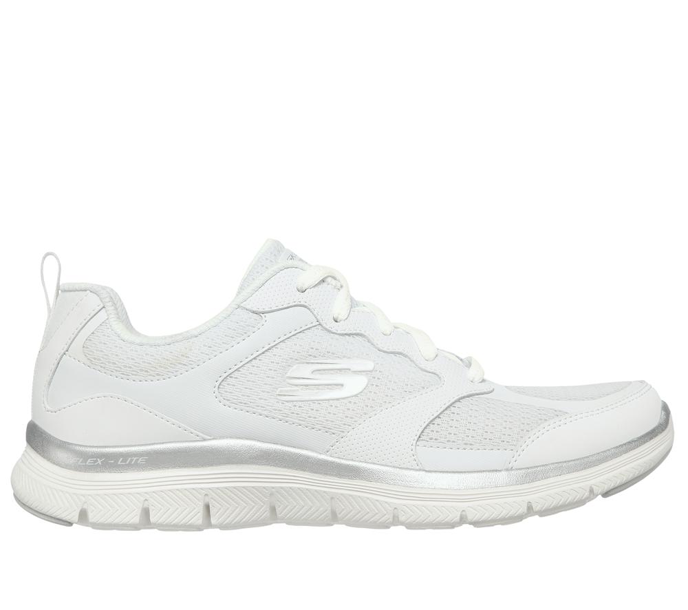Women Skechers Flex Appeal 4.0 - Active Flow Lace Up Shoes White  USA |  4571-FOTQA