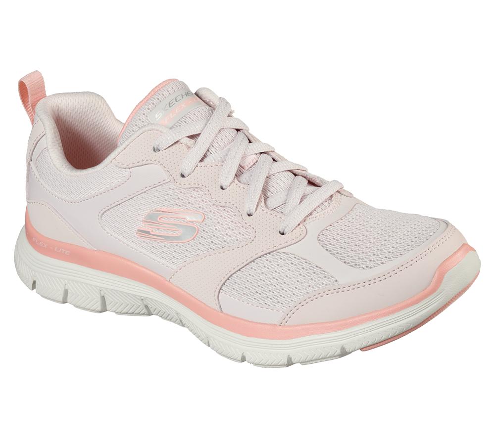 Women Skechers Flex Appeal 4.0 - Active Flow Lace Up Shoes Light Pink  USA |  5649-UQWRC