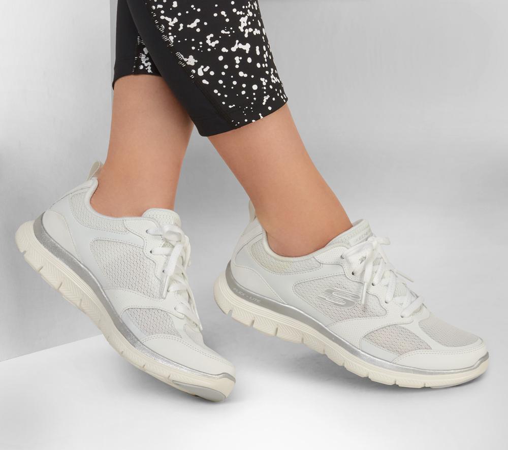 Women Skechers Flex Appeal 4.0 - Active Flow Sneakers White  USA |  4596-WPFMN