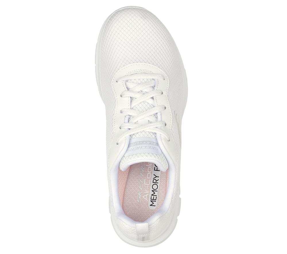 Women Skechers Flex Appeal 4.0 - Brilliant View Lace Up Shoes White  USA |  6015-AWOZC