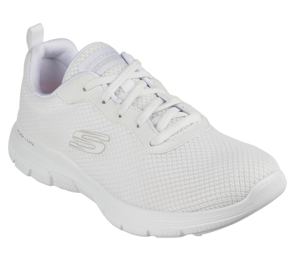 Women Skechers Flex Appeal 4.0 - Brilliant View Lace Up Shoes White  USA |  6015-AWOZC