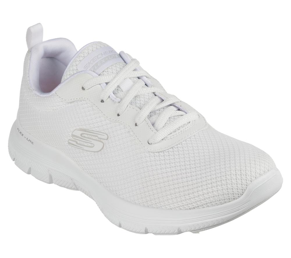Women Skechers Flex Appeal 4.0 - Brilliant View Lace Up Shoes White  USA |  6015-AWOZC