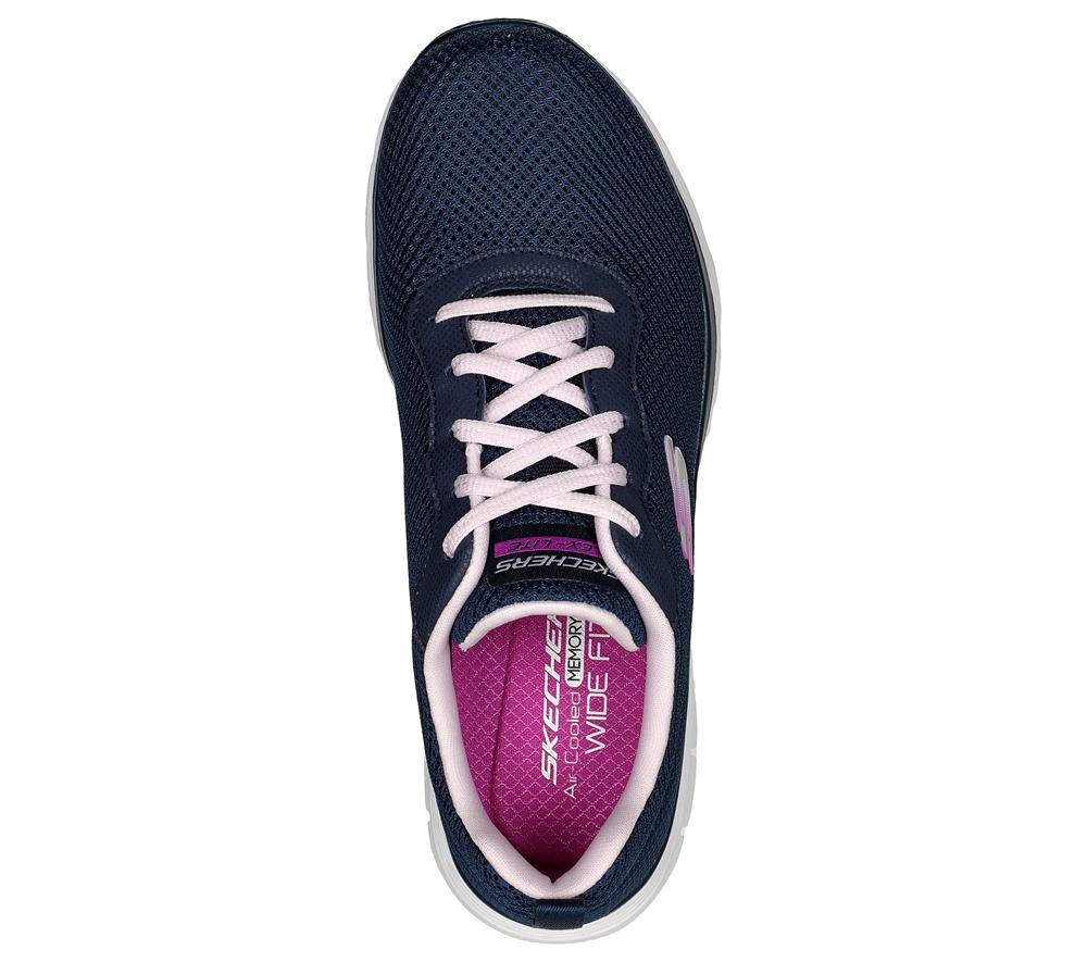 Women Skechers Flex Appeal 4.0 - Brilliant View Lace Up Shoes Navy / Lavender  USA |  1485-HWCZY