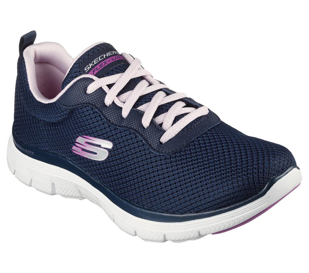Women Skechers Flex Appeal 4.0 - Brilliant View Lace Up Shoes Navy / Lavender  USA |  1485-HWCZY
