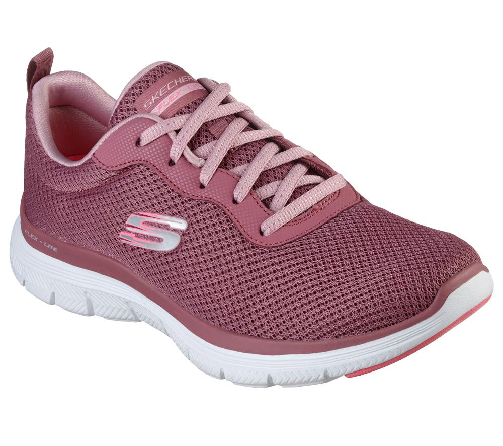 Women Skechers Flex Appeal 4.0 - Brilliant View Lace Up Shoes Mauve Purple  USA |  1257-AMCBX
