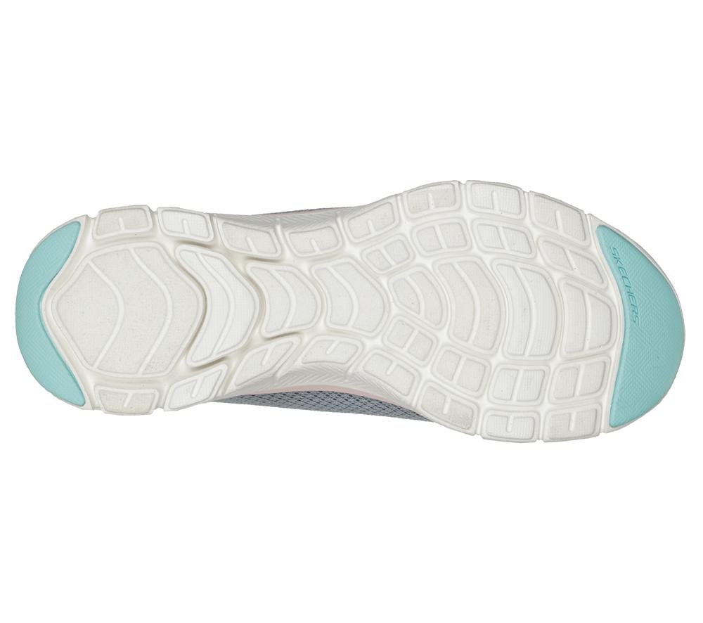 Women Skechers Flex Appeal 4.0 - Brilliant View Lace Up Shoes Grey / Light Pink  USA |  3298-GAPXT