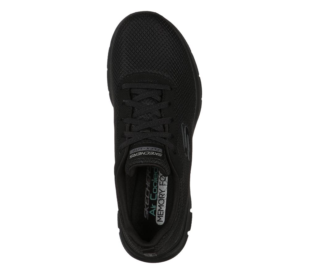 Women Skechers Flex Appeal 4.0 - Brilliant View Lace Up Shoes Black  USA |  6371-CYOSR