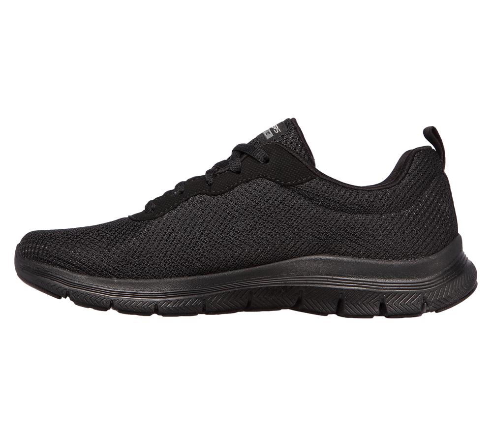 Women Skechers Flex Appeal 4.0 - Brilliant View Lace Up Shoes Black  USA |  6371-CYOSR