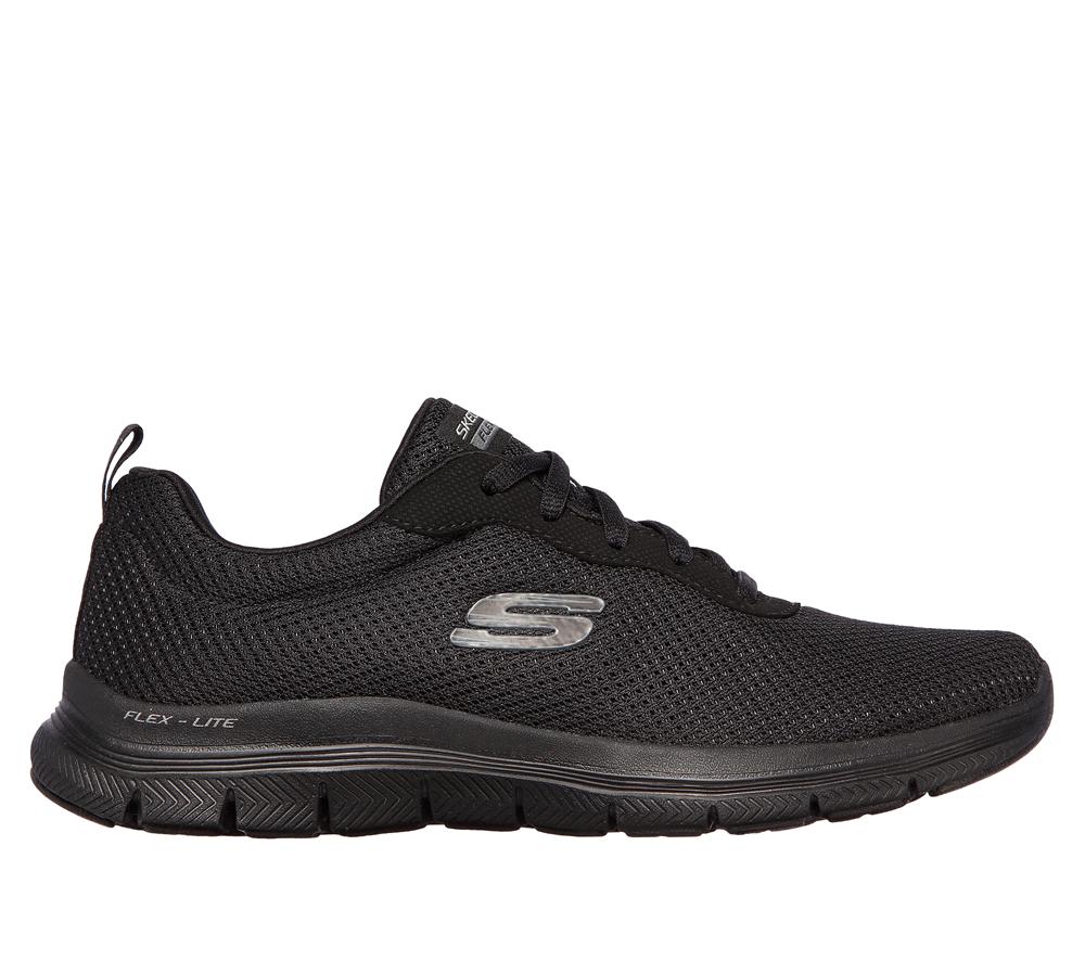 Women Skechers Flex Appeal 4.0 - Brilliant View Lace Up Shoes Black  USA |  6371-CYOSR