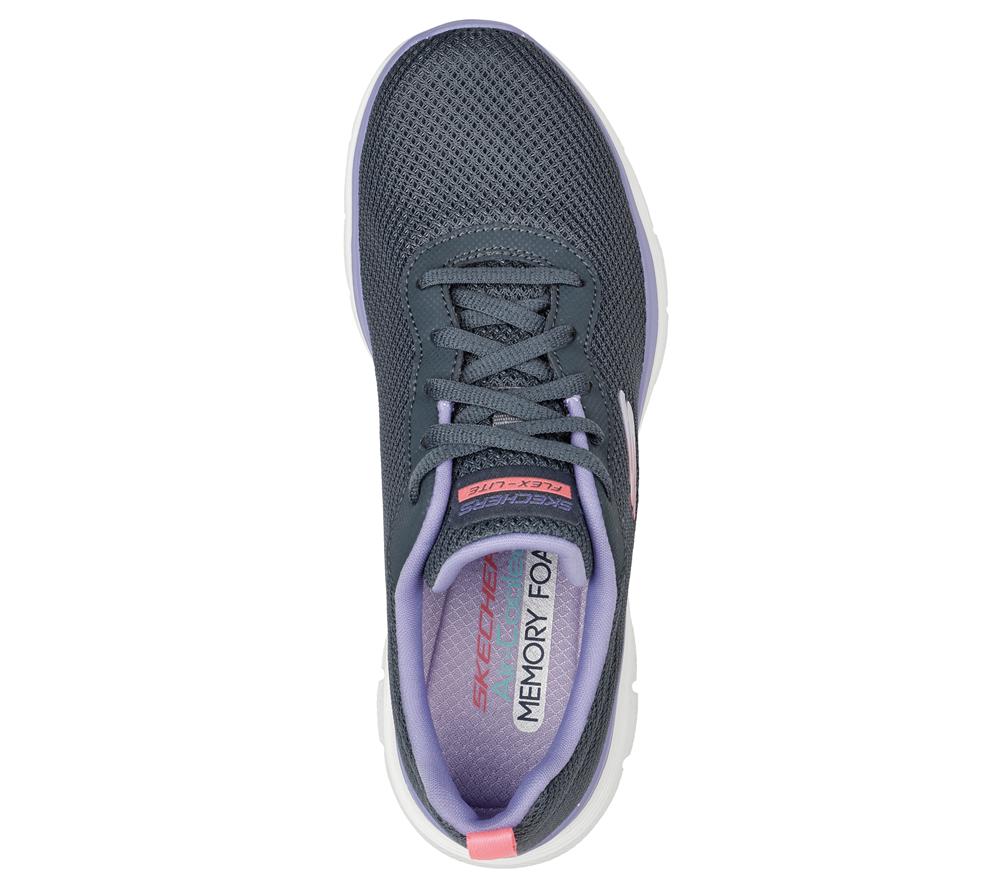 Women Skechers Flex Appeal 4.0 - Brilliant View Sneakers Charcoal / Purple  USA |  4908-WCVNG