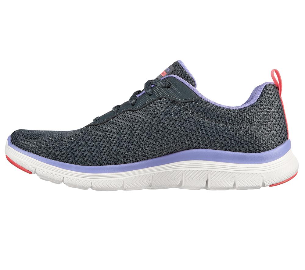 Women Skechers Flex Appeal 4.0 - Brilliant View Sneakers Charcoal / Purple  USA |  4908-WCVNG