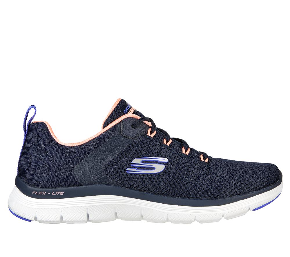 Women Skechers Flex Appeal 4.0 - Elegant Ways Lace Up Shoes Navy / Multicolor  USA |  4293-OAIVY
