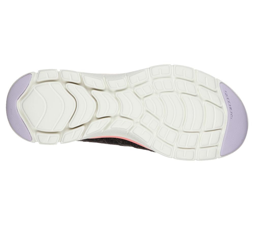 Women Skechers Flex Appeal 4.0 - Fresh Move Sneakers Black / Coral  USA |  1296-UFEGQ