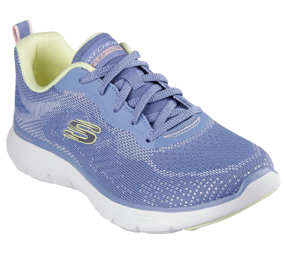 Women Skechers Flex Appeal 5.0 - Cruising Thru Lace Up Shoes Blue / Lime  USA |  1536-EIYUO