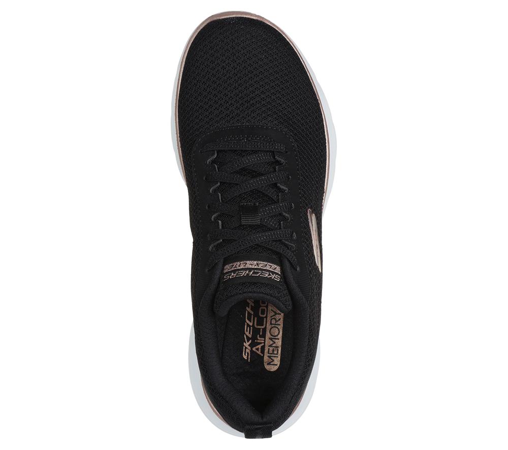 Women Skechers Flex Appeal 5.0 - Uptake Lace Up Shoes Black / Rose Gold  USA |  8379-UIPCG