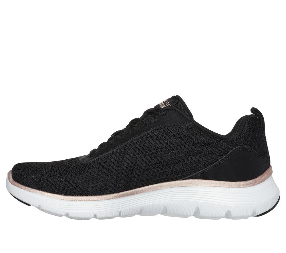 Women Skechers Flex Appeal 5.0 - Uptake Lace Up Shoes Black / Rose Gold  USA |  8379-UIPCG