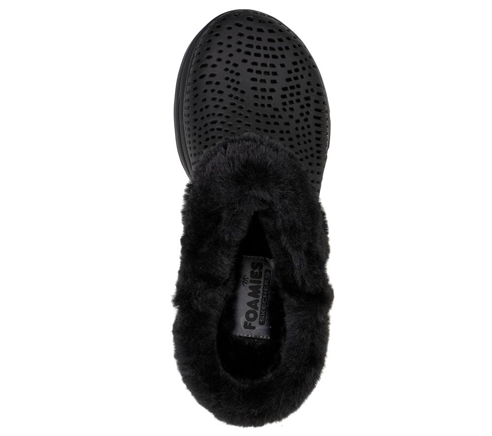 Women Skechers Foamies: GO WALK 5 Lined - Cozy Embrace Sandals Black  USA |  2193-HJZGF