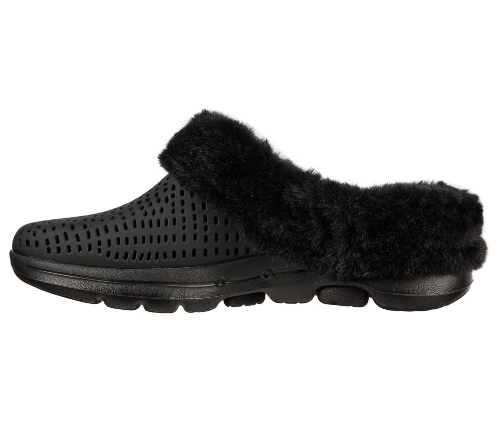 Women Skechers Foamies: GO WALK 5 Lined - Cozy Embrace Sandals Black  USA |  2193-HJZGF