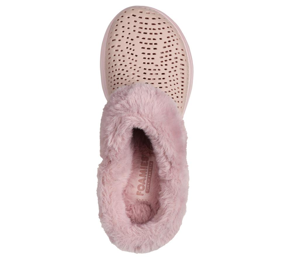 Women Skechers Foamies: GO WALK 5 Lined - Cozy Embrace Slip On Shoes Mauve Purple  USA |  9682-YJWOR
