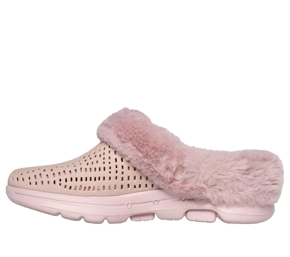 Women Skechers Foamies: GO WALK 5 Lined - Cozy Embrace Slip On Shoes Mauve Purple  USA |  9682-YJWOR