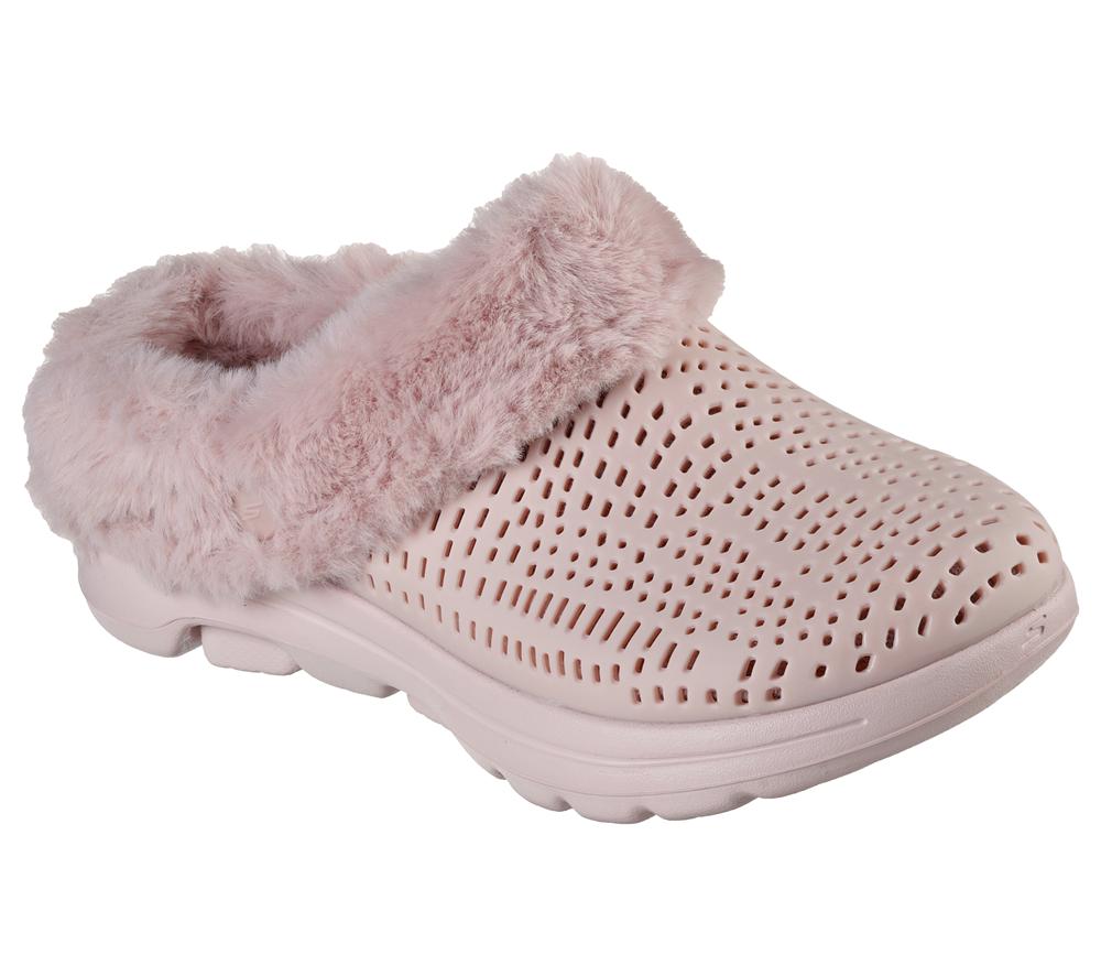 Women Skechers Foamies: GO WALK 5 Lined - Cozy Embrace Slip On Shoes Mauve Purple  USA |  9682-YJWOR