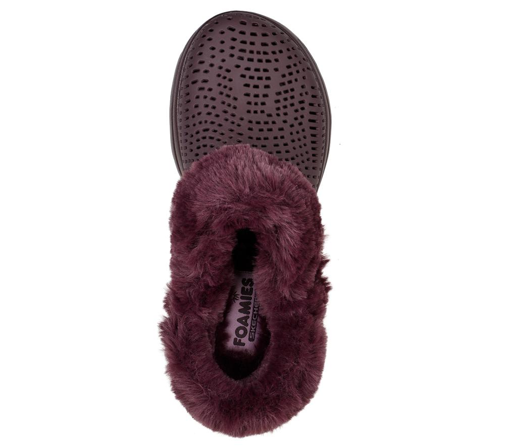 Women Skechers Foamies: GO WALK 5 Lined - Cozy Embrace Slip On Shoes Burgundy  USA |  0793-QPZYB