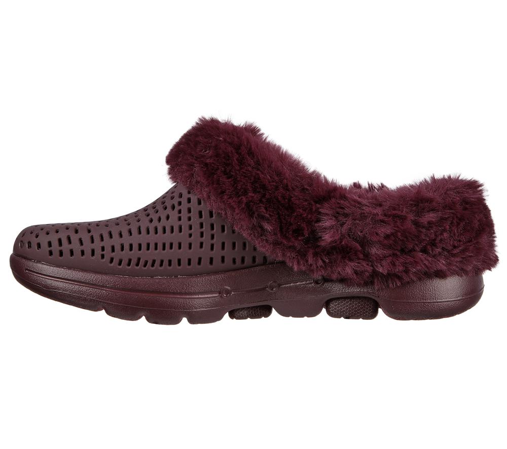 Women Skechers Foamies: GO WALK 5 Lined - Cozy Embrace Slip On Shoes Burgundy  USA |  0793-QPZYB