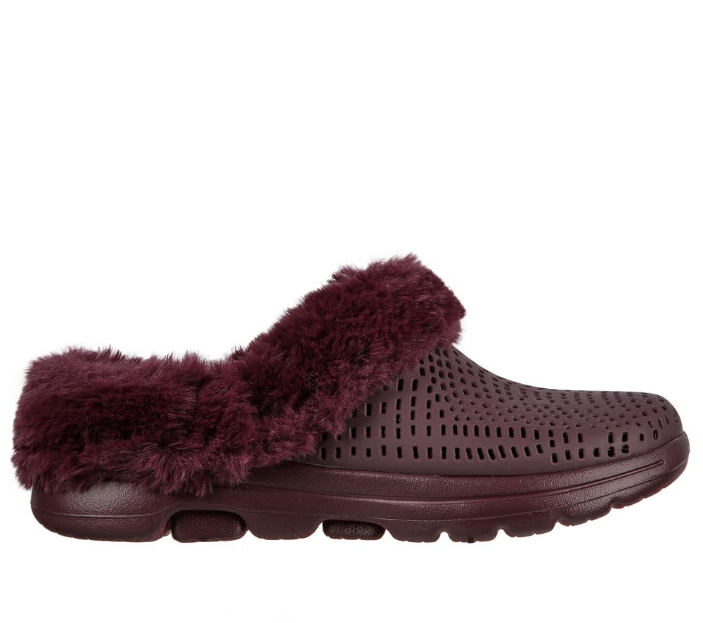 Women Skechers Foamies: GO WALK 5 Lined - Cozy Embrace Slip On Shoes Burgundy  USA |  0793-QPZYB