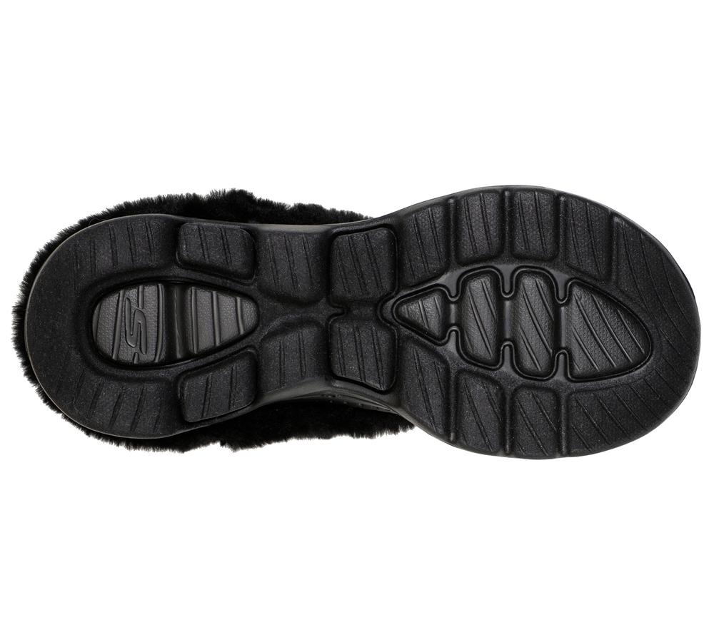 Women Skechers Foamies: GO WALK 5 Lined - Cozy Embrace Slip On Shoes Black  USA |  5849-DINFQ