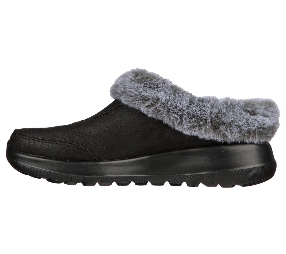 Women Skechers GO Lounge: On-the-GO Joy - Gratify Slip On Shoes Black / Grey  USA |  5289-ROCFV