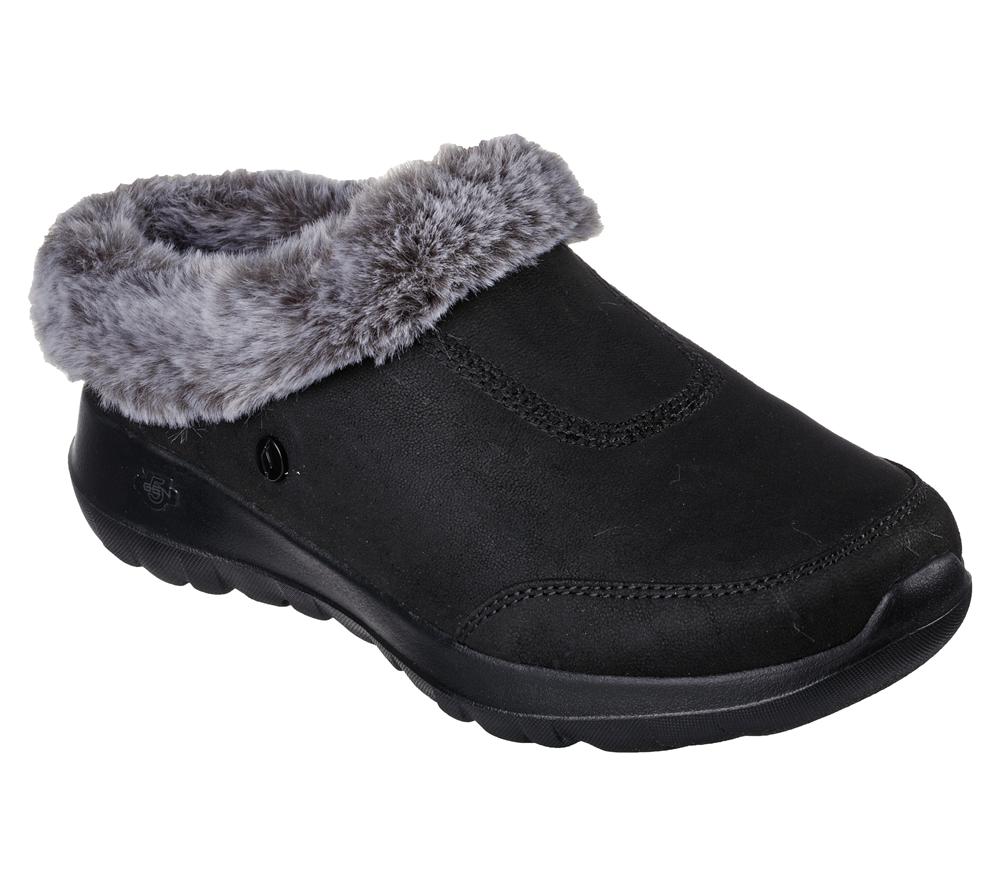 Women Skechers GO Lounge: On-the-GO Joy - Gratify Slip On Shoes Black / Grey  USA |  5289-ROCFV