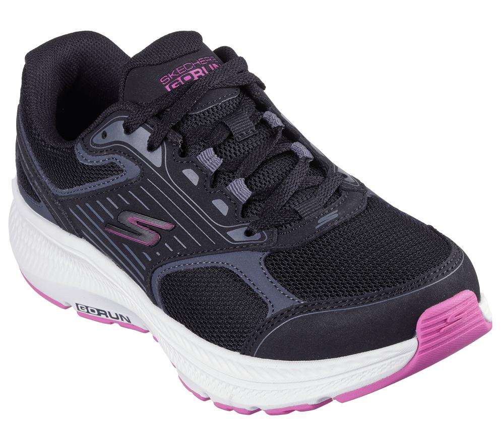 Women Skechers GO RUN Consistent 2.0 - Advantage Lace Up Shoes Black / Fuchsia  USA |  8350-AQTXF