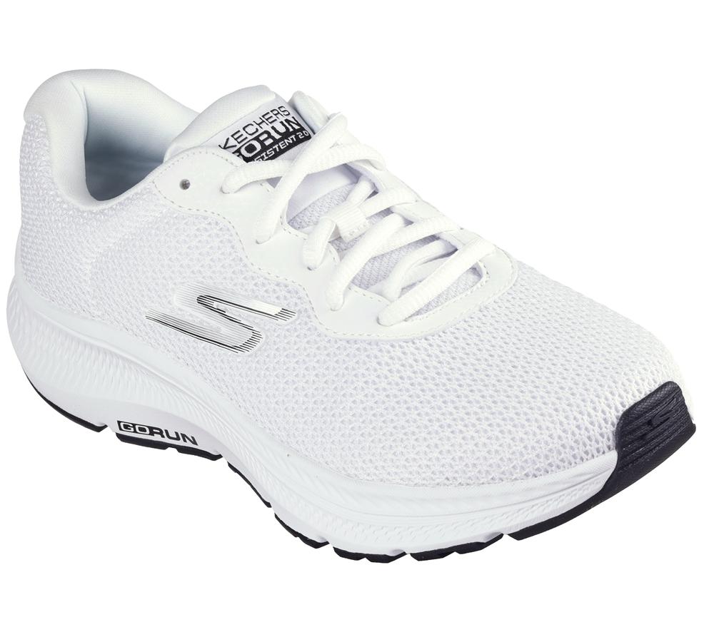 Women Skechers GO RUN Consistent 2.0 - Engaged Lace Up Shoes White / Black  USA |  7985-GZMWT