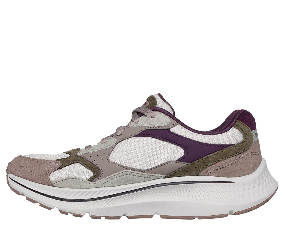 Women Skechers GO RUN Consistent 2.0 - Retro Stride Sneakers Natural / Purple  USA |  5089-KNCVI