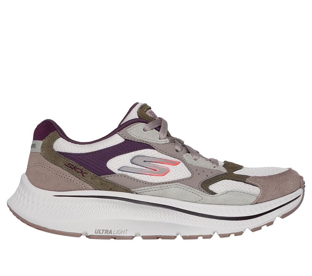 Women Skechers GO RUN Consistent 2.0 - Retro Stride Sneakers Natural / Purple  USA |  5089-KNCVI