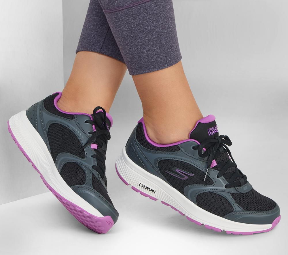 Women Skechers GO RUN Consistent - Anahita Lace Up Shoes Black / Purple  USA |  2675-GXOQN