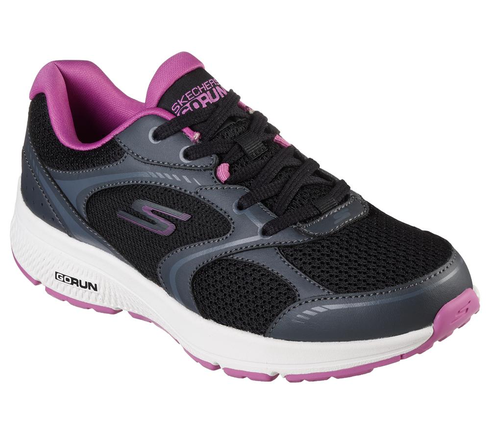 Women Skechers GO RUN Consistent - Anahita Lace Up Shoes Black / Purple  USA |  2675-GXOQN