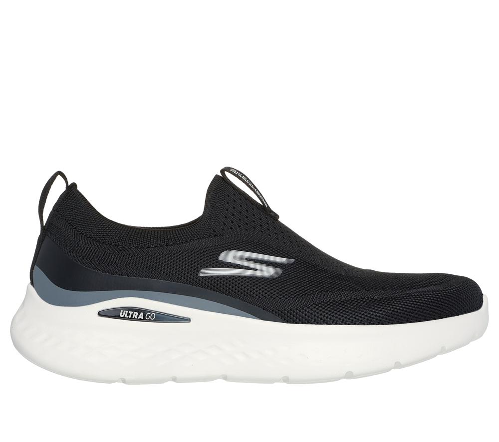 Women Skechers GO RUN Lite - Aurora Sky Slip On Shoes Black / White  USA |  0859-HOCYU