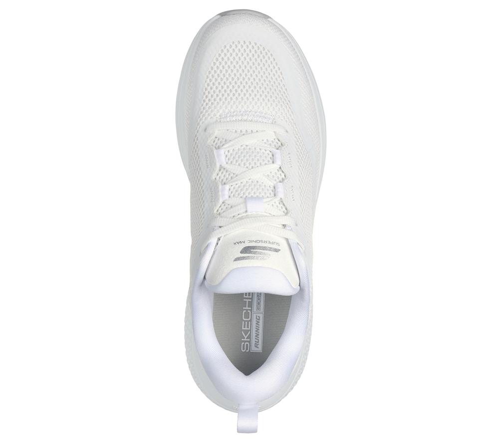 Women Skechers GO RUN Supersonic Max Lace Up Shoes White / Silver  USA |  2830-YKUMD