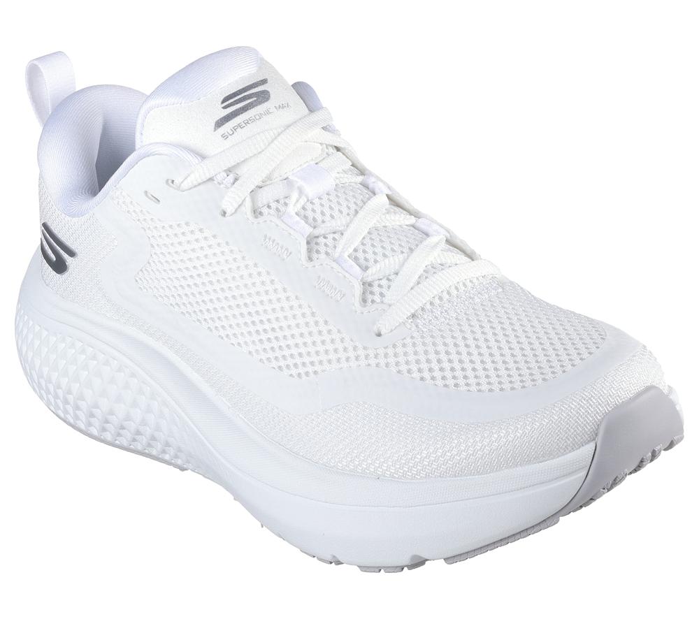 Women Skechers GO RUN Supersonic Max Lace Up Shoes White / Silver  USA |  2830-YKUMD