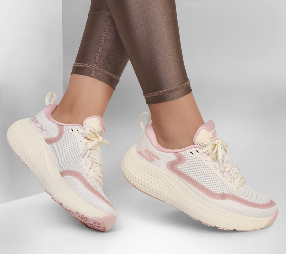 Women Skechers GO RUN Supersonic Max Lace Up Shoes Natural / Pink  USA |  0472-HEZOU