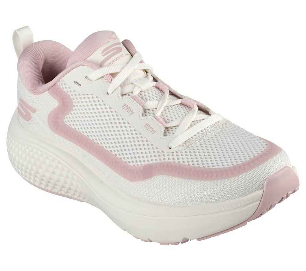 Women Skechers GO RUN Supersonic Max Lace Up Shoes Natural / Pink  USA |  0472-HEZOU