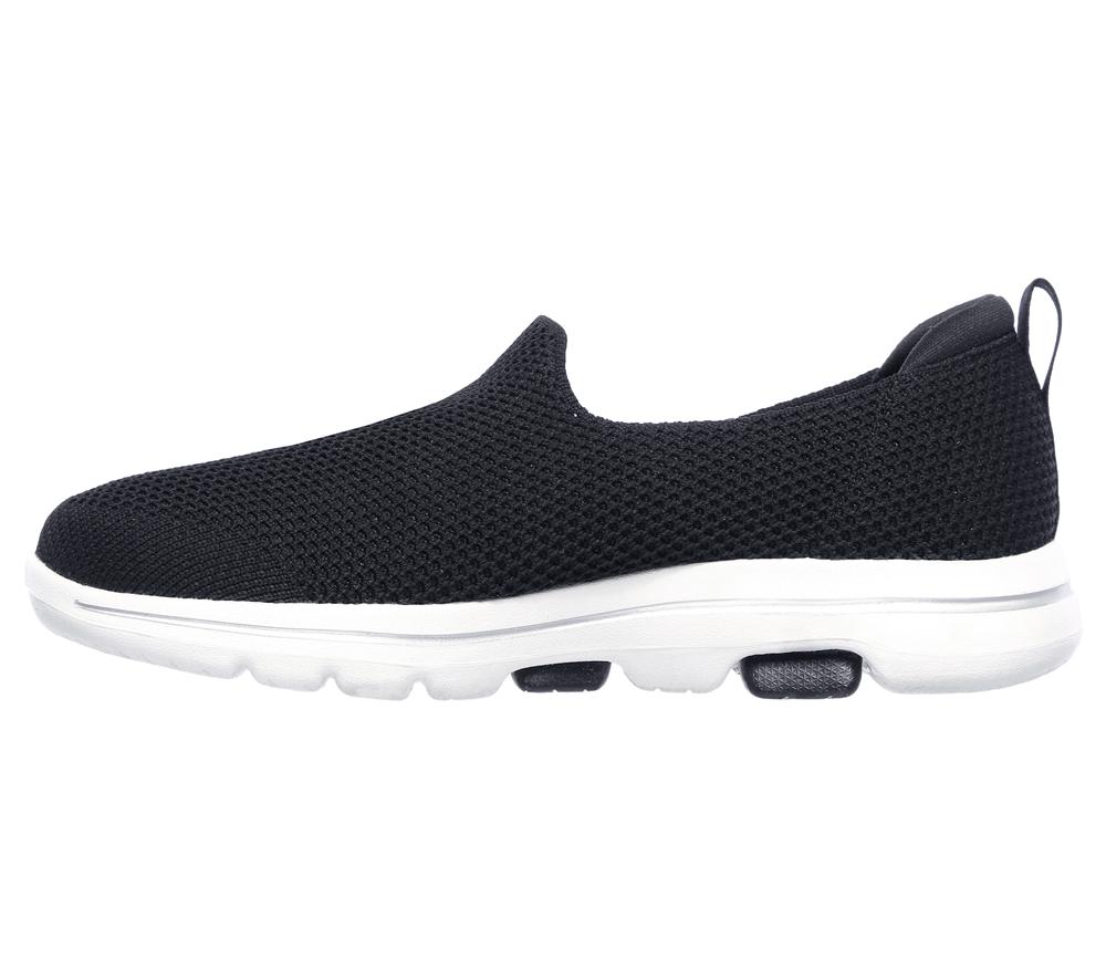 Women Skechers GO WALK 5 - Spontaneous Slip On Shoes Black / White  USA |  1527-THZCL