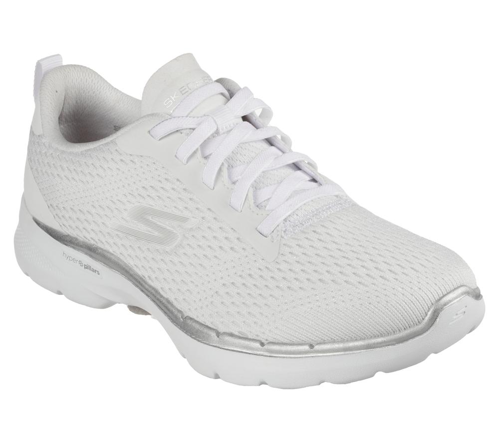 Women Skechers GO WALK 6 - Bold Vision Slip On Shoes White  USA |  3462-MAHPQ