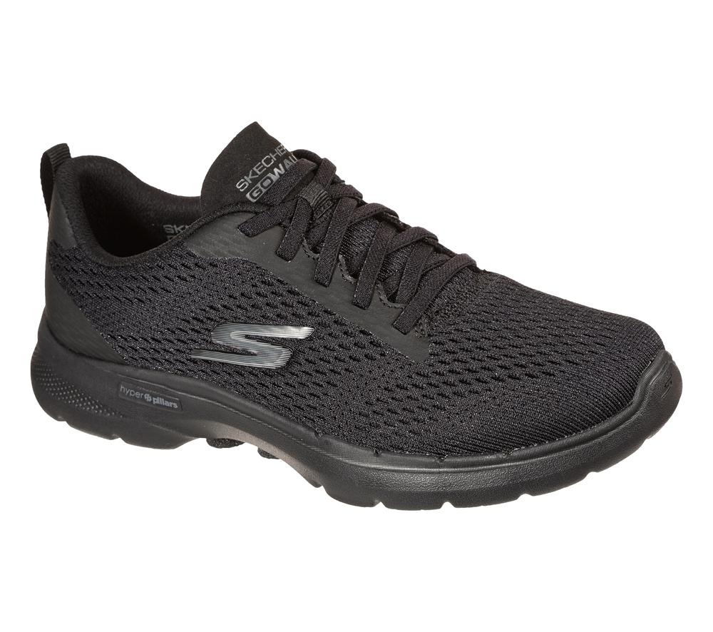 Women Skechers GO WALK 6 - Bold Vision Sneakers Black  USA |  0195-EISDU